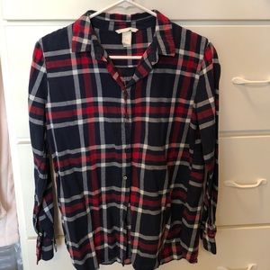 Navy and Red Flannel Shirt